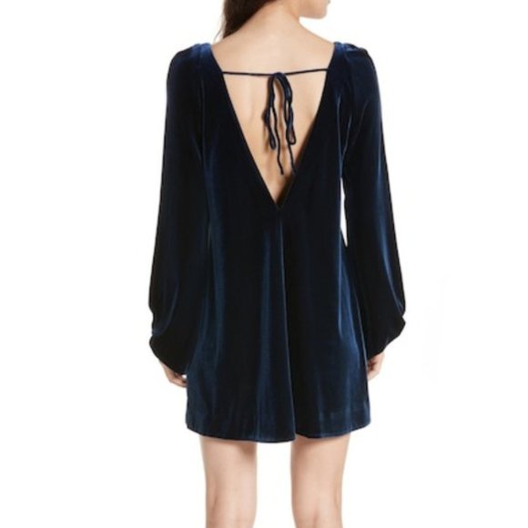 FREE PEOPLE V NECK DRESS MINI BLUE SHIFT SMALL - Picture 7 of 8
